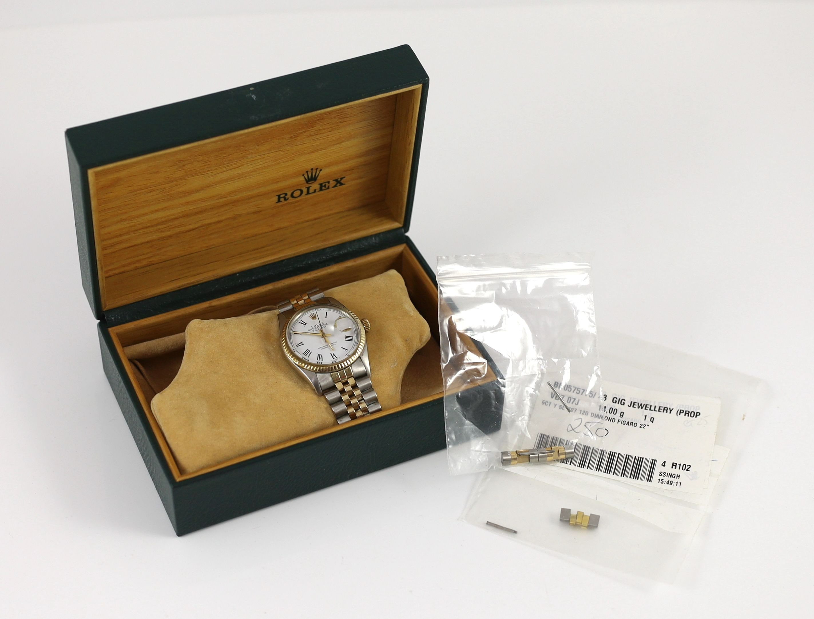 A gentleman's early 1980's steel and gold Rolex Oyster Perpetual Datejust wrist watch, on a steel and gold Rolex bracelet